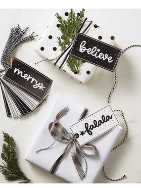 Black & White Holiday Gift Tag Set by